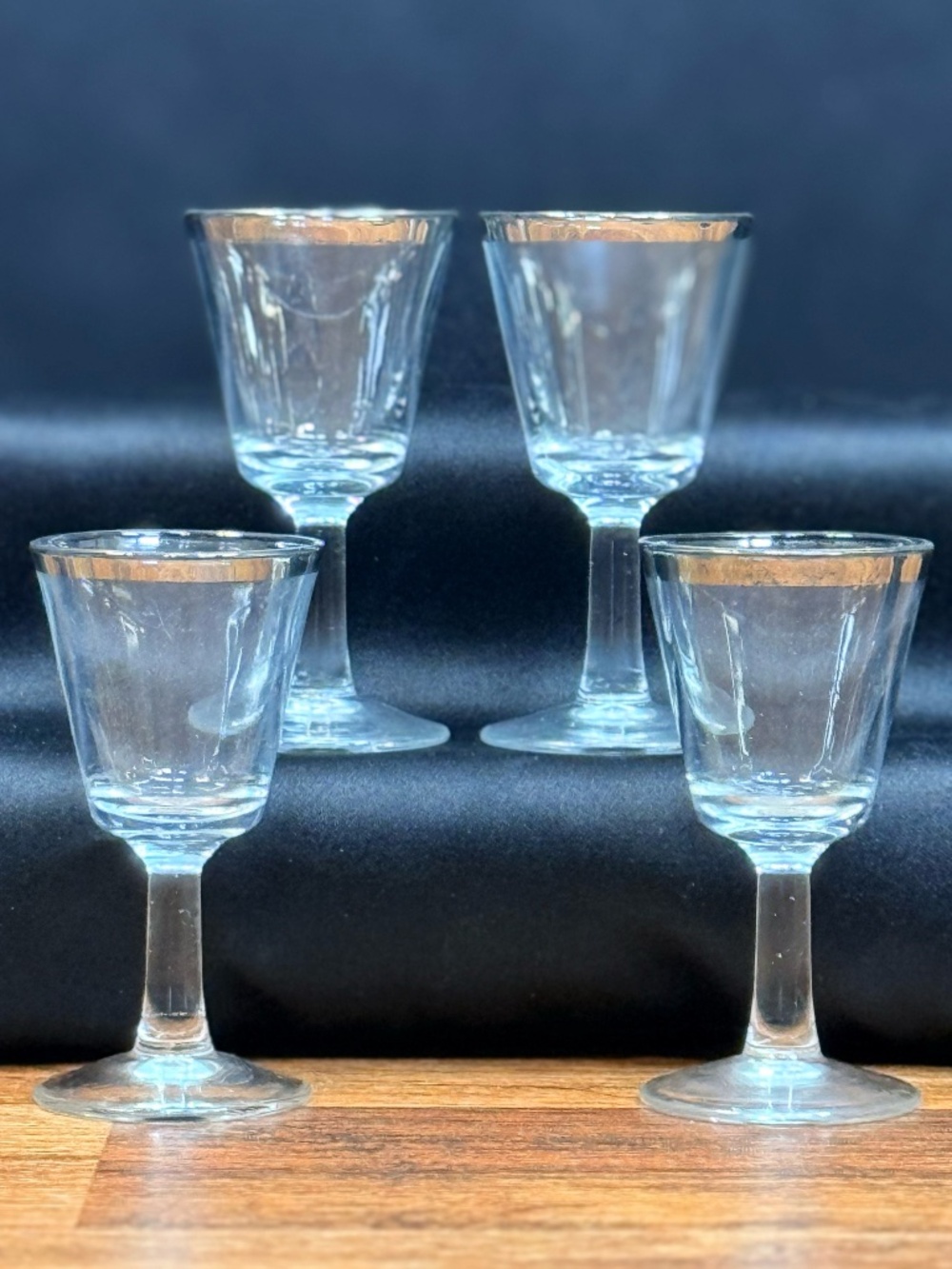 Silver Rimmed Shot Glasses (Set of 4)